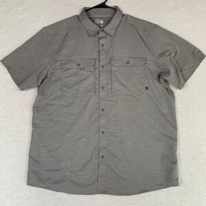 Mountain Hardwear Canyon T Shirt Mens XL Button Up Pockets Lightweight Gray